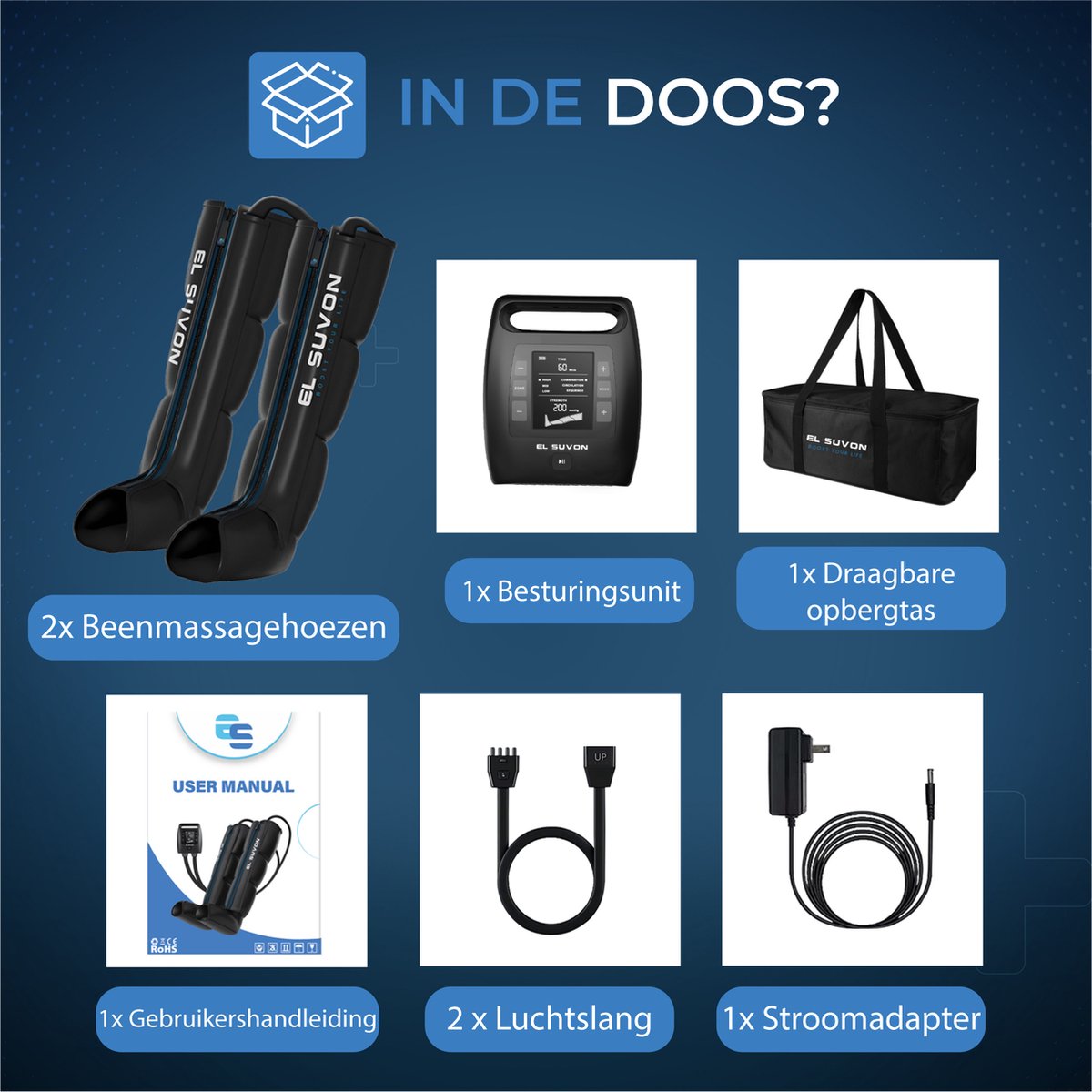El Suvon Beenmassage & Voetmassage apparaat - Oplaadbare Recovery Boots met Luchtcompressie voor Herstel, Bloedcirculatie en Lymfedrainage thumbnail 6