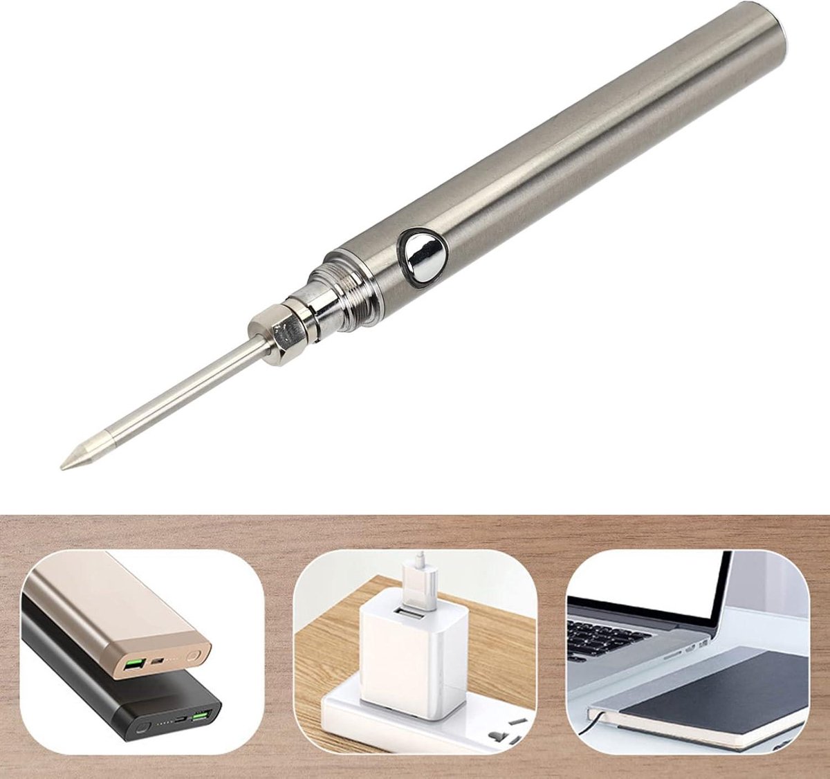 Draadloze Soldeerbout Tool Kit, Draagbare Verstelbare Temperatuur Elektronische Lassen Tool Pen Met 3 Tips-Zwart Gemakkelijk Installeren