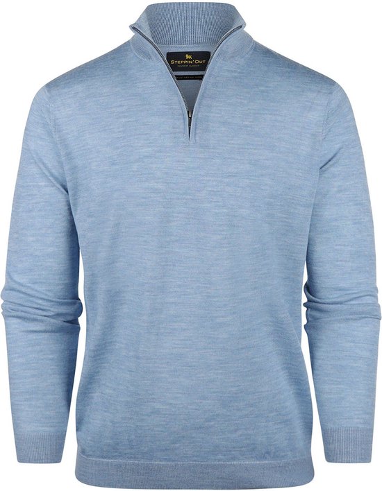 Steppin Out Half Zip Trui Merinowol Sky Blue Maat S Heren Pullovers bol