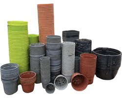 Tuin de Bruijn - Kweekpotjes - 2e kans - hergebruik - 100 stuks - 30x ø10 cm | 40x ø12 cm | 30x ø16 cm