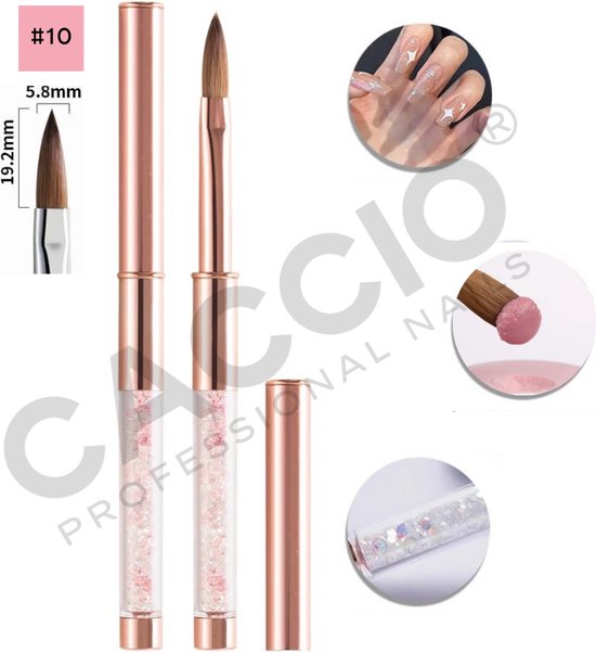 Foto: Caccio master pro kolinsky acryl penseel 10 acryl penseel rose goud acryl nagels nagel penseel manicurist premium kwaliteit penseel sculpting brush nagels nagel kwast acryl poeder acryl vloeistof professioneel gebruik