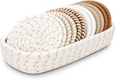BOTC Onderzetters met Houder - Set van 12 - Onderzettersset - Onderzetters voor glazen - Cadeau - Wit