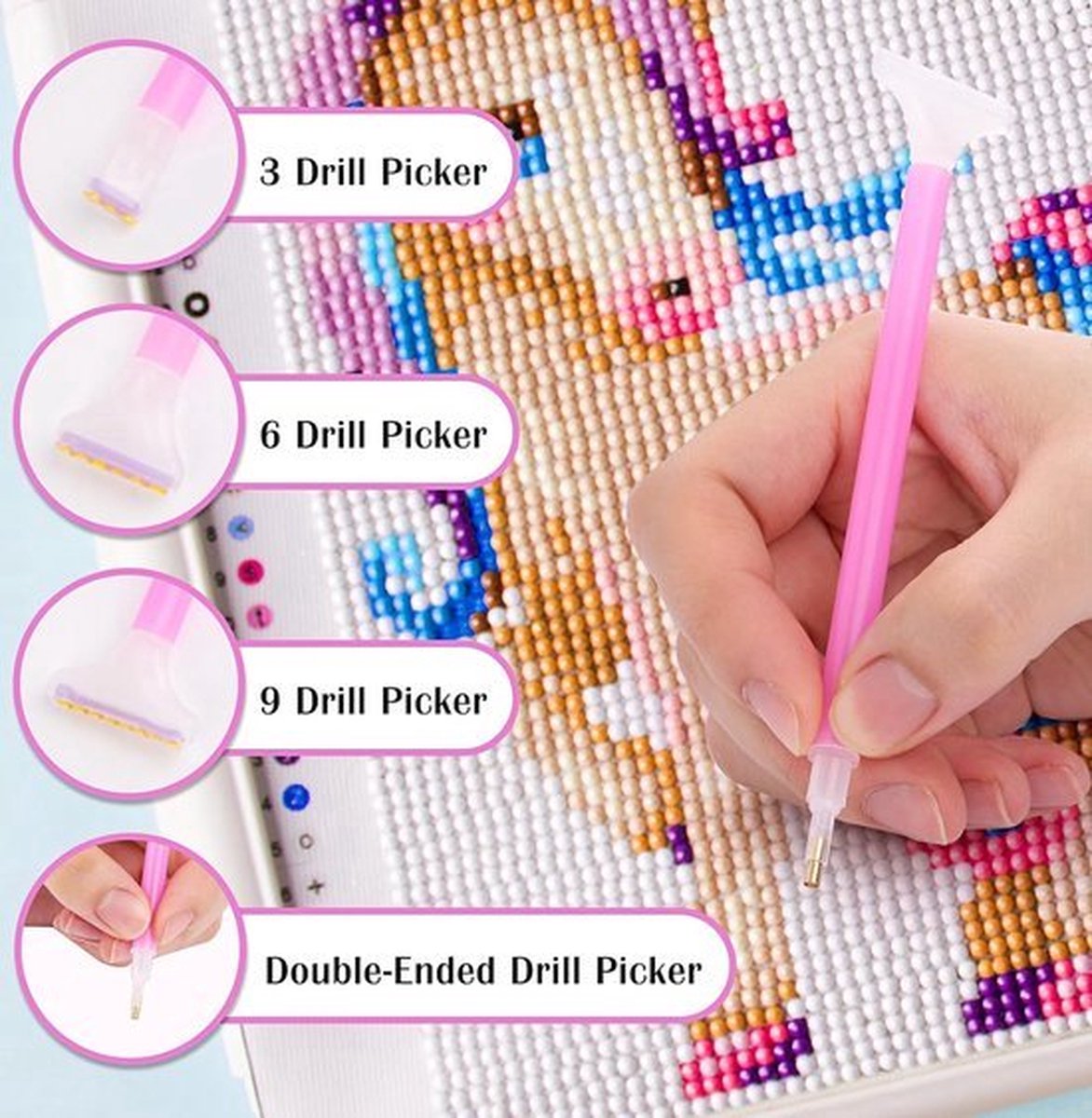 BOTC Diamond Painting Opbergdoos - 70 Potjes - Incl. Toolkit - Sorteerkoffer - Roze — afbeelding 2