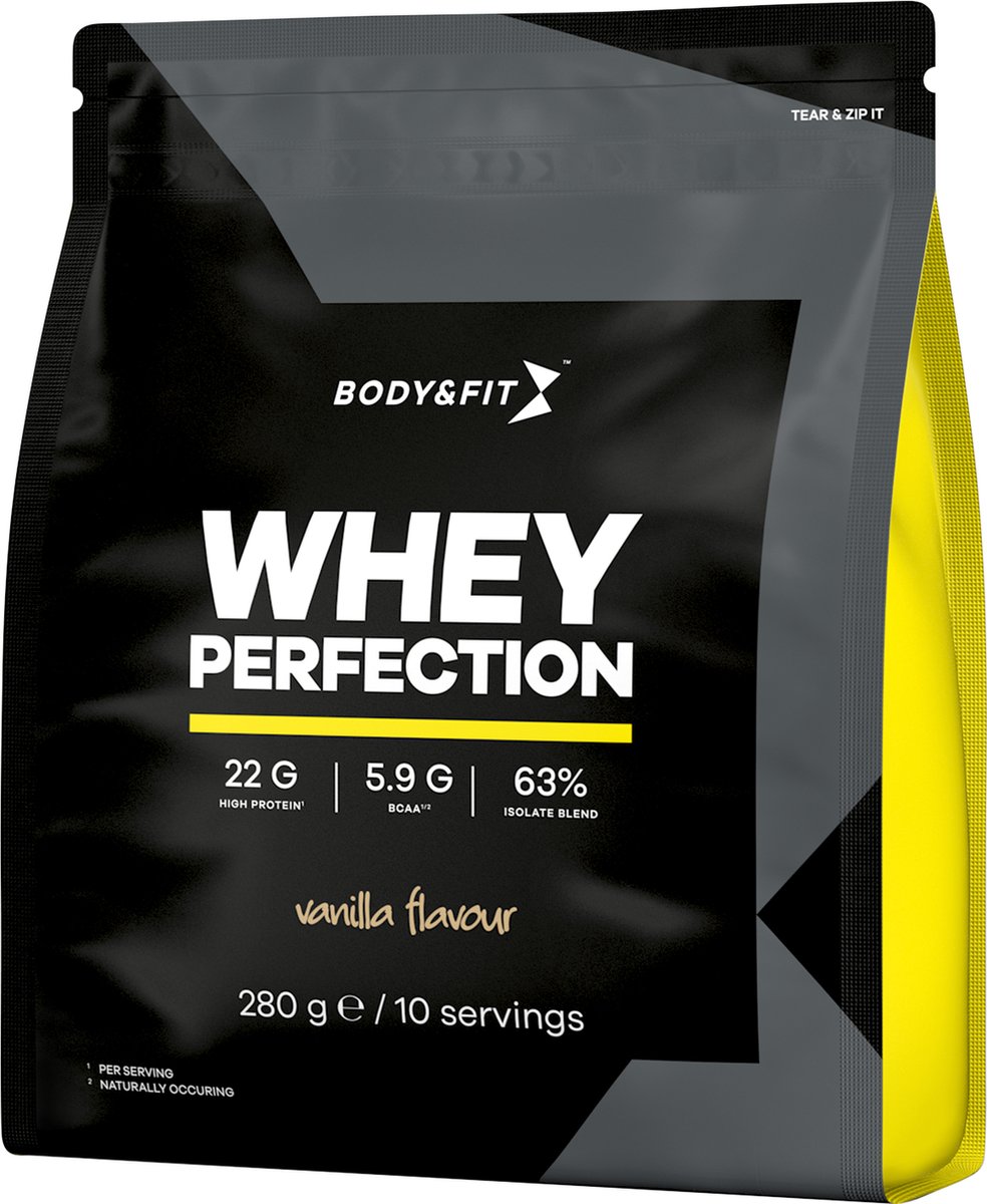 Goedkoopste Body & Fit Whey Perfection - Proteine Poeder / Whey Protein - Eiwitpoeder met BCAA - Eiwitshakes - 280 gram (10 shakes) - Vanille