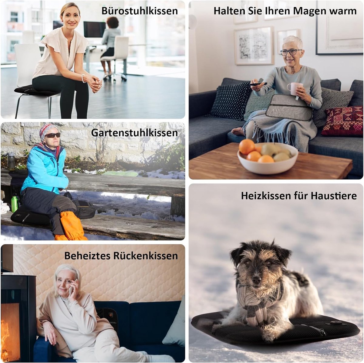 Warmy warmte zitkussen - 40x40 cm - Zwart