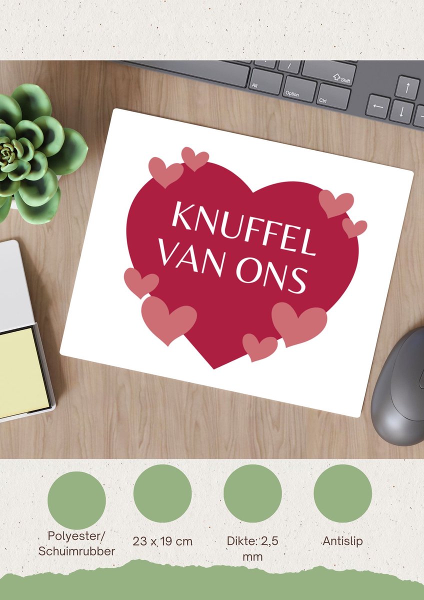 Akyol - knuffel van ons Muismat - Liefde - iemand die liefde nodig heeft - verjaardagscadeau - kado - gift - geschenk - 23 bij 19 cm