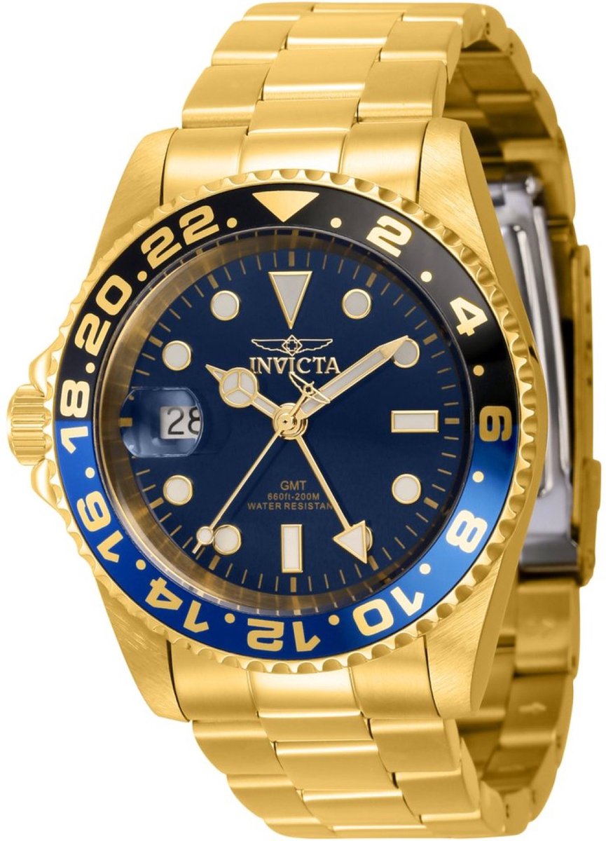 Invicta Pro Diver 43964 Heren Horloge - Waterdicht - Analoog - Quartz Uurwerk - Roestvrij Staal met blauwe Wijzerplaat - 42mm