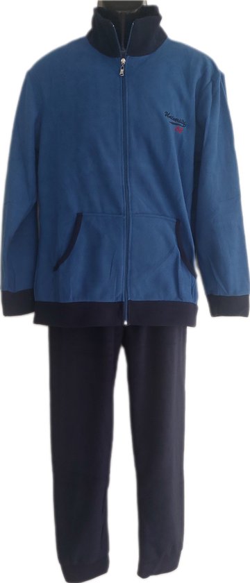 Foto: Heren huispak trainingspak joggingpak maat xxl 2 delig vest broek fleece kleur blauw marineblauw merk i love notte stella confectiemaat 54 cadeau kerst