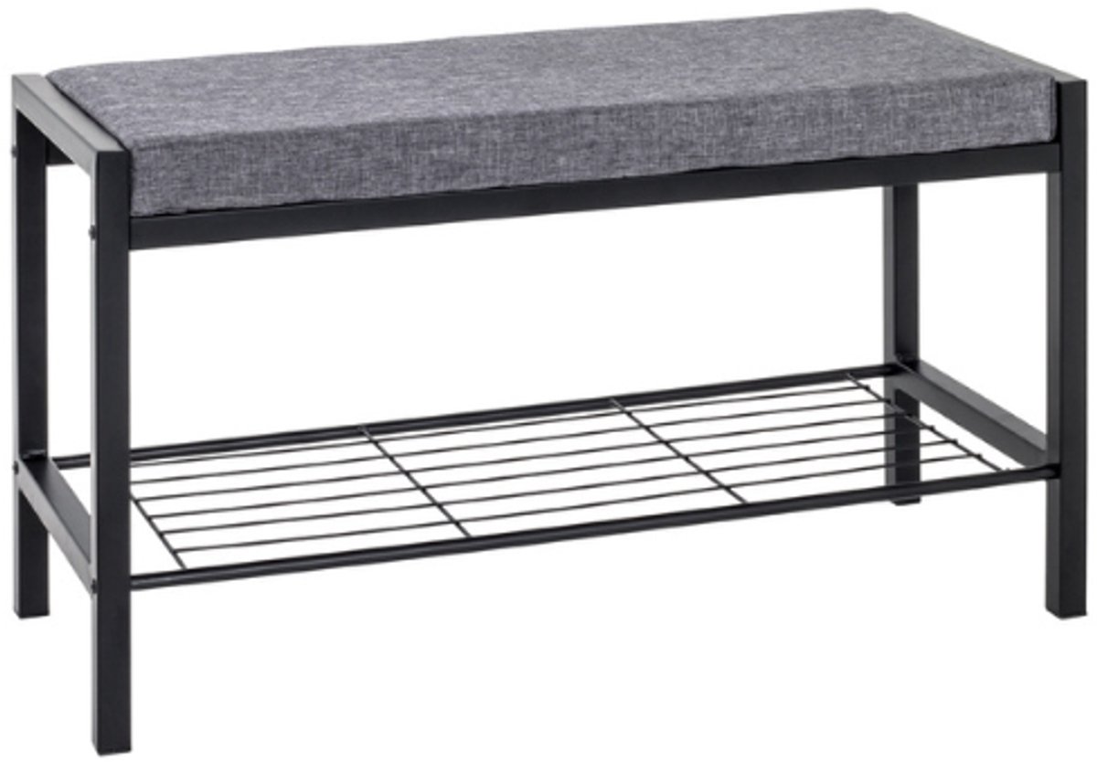 Schoenenbank Steven - 80x32x48 Cm - PET-stof/zwart
