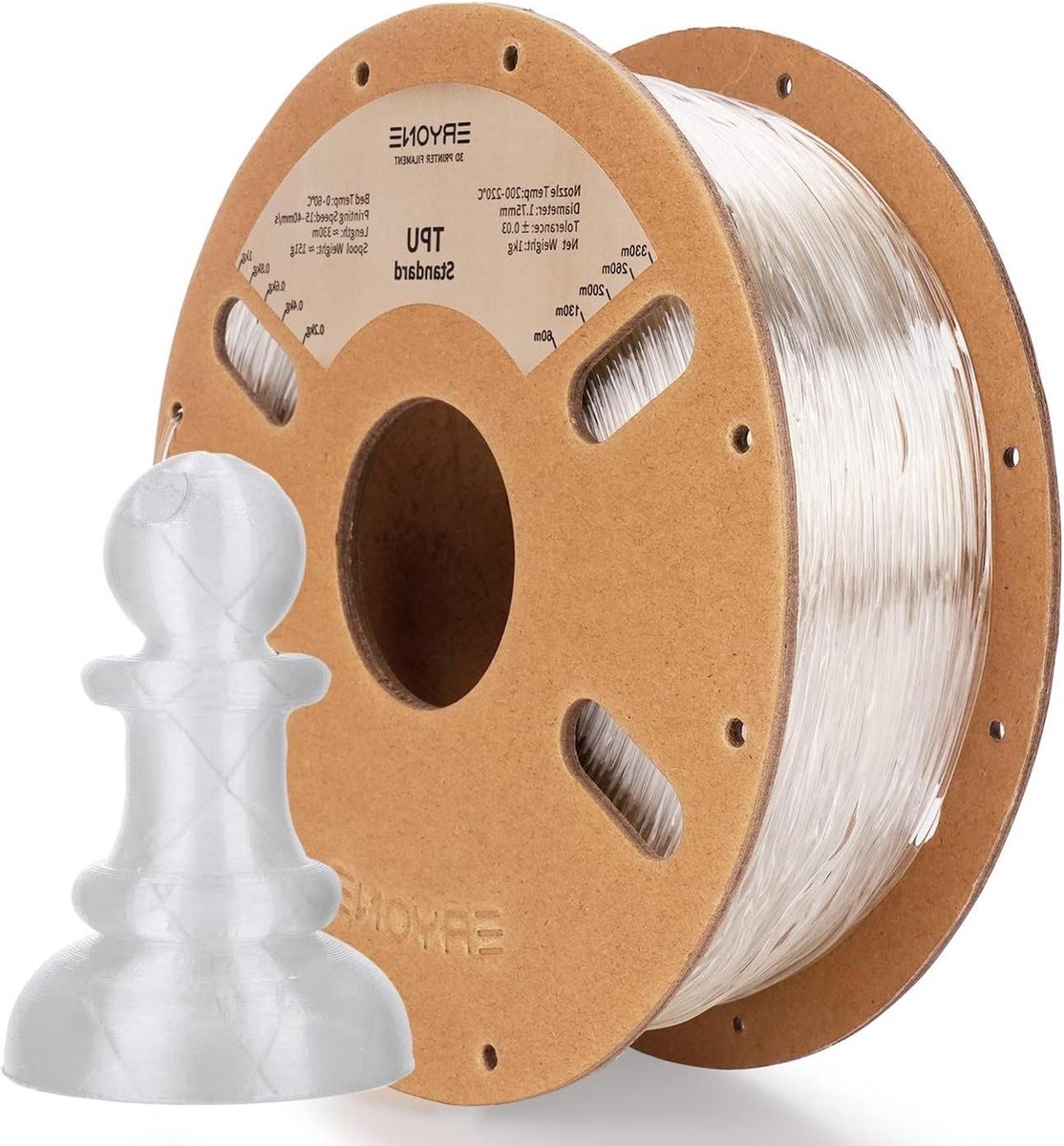 Flexibel 3D-printerfilament TPU 175 mm TPU 95A +/- 0.03 mm 1 kg transparant