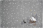 Chemin de table - Noël - Grijs - Scène d'hiver avec flocons de neige - Chemin 30 x 45 cm