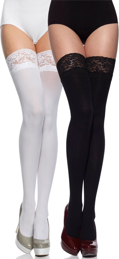 Merry Style MS-SS-J01 Dames Panty - 40 DEN -halsterloos - Polyamide - Zwart/Wit - M-L