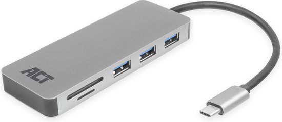 ACT USB-C 4-poorts usb hub met power delivery