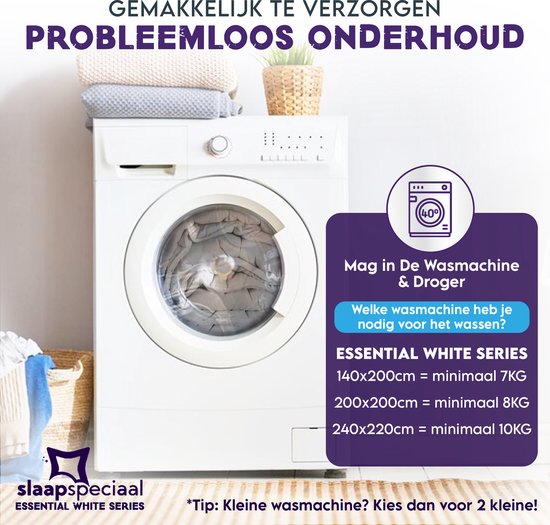 Slaapspeciaal All year dekbed enkel - Essential White Series | 200x200 - Dekbed Geschikt Voor Alle Seizoenen - Zomerdekbed & Winterdekbed - Anti Allergie - Hoogwaardige Ultra Soft - Hotelkwaliteit - Tweepersoons Dekbed