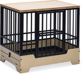 Designed by Lotte Bench Hondenbench Meubel Quirine - Hondenmand - Met lade - Metaal/Hout - M - 81x57x71 cm