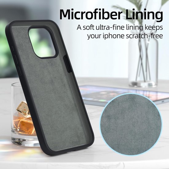 Hoesje met Privacy Screenprotector Geschikt voor iPhone 15 Pro Max Hoesje Siliconen - liquid case - Arara Backcover - Zwart