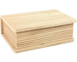 Playwood houten opbergboek knutselbox 20x14,1x6,9 cm decoratie.
