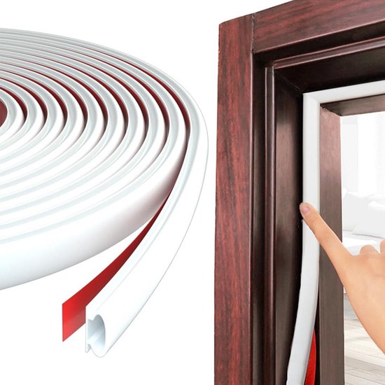 6 m/236 inch deur- en raamafdichting, witte D-vorm deurraamafdichting geluidsisolatie vervanging voor 2,5-6 mm opening, TPE-rubber zelfklevende Upvc-isolatieafdichtstrip, PVC-afdichting Ca