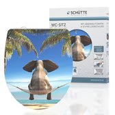 Bol.com SCHÜTTE WC-Bril 82580 HAPPY ELEPHANT - High Gloss - Duroplast - Soft Close - Afklikbaar - RVS-Scharnieren - Belastbaar t... aanbieding