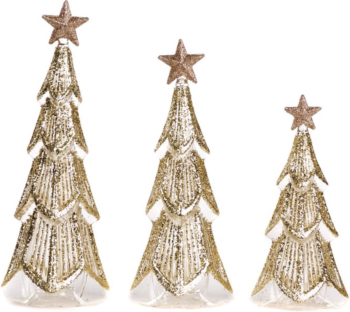 Goodwill Kerstboom Glas Goud H 28.5 cm Voordeelaanbod Set van 3 Stuks