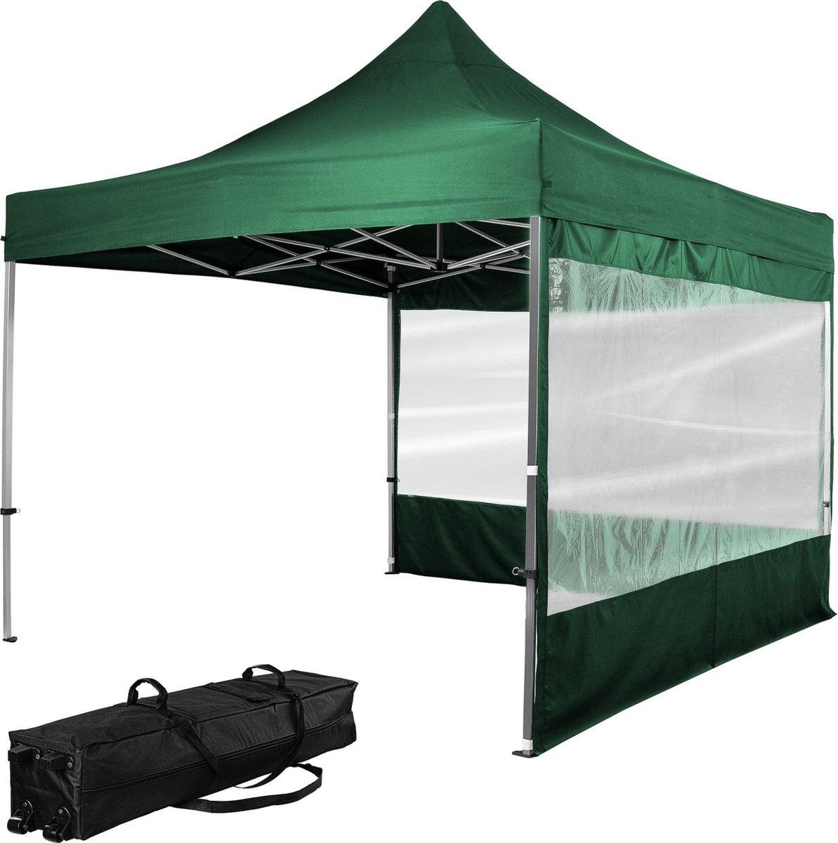 INSTENT Tuinpaviljoen PRO Opvouwbaar Met Opbergtas en 2 Zijwanden Paviljoen Partytent 3 x 3 m Groen