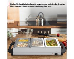Jago- buffetverwarmer - elektrisch, met kookplaatfunctie,  temperatuurregelaar, RVS - opwarmapparaat, voedselverwarmer, warmhoudplaat, warmhoudcontainer