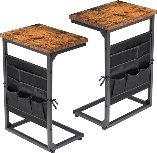 tectake Set van 2 bijzettafels Skaland met houten poten in