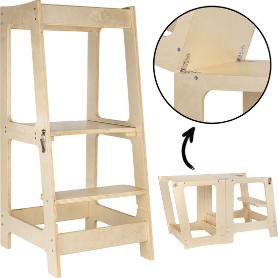 BYPLUIM opvouwbare leertoren – hout – Montessori