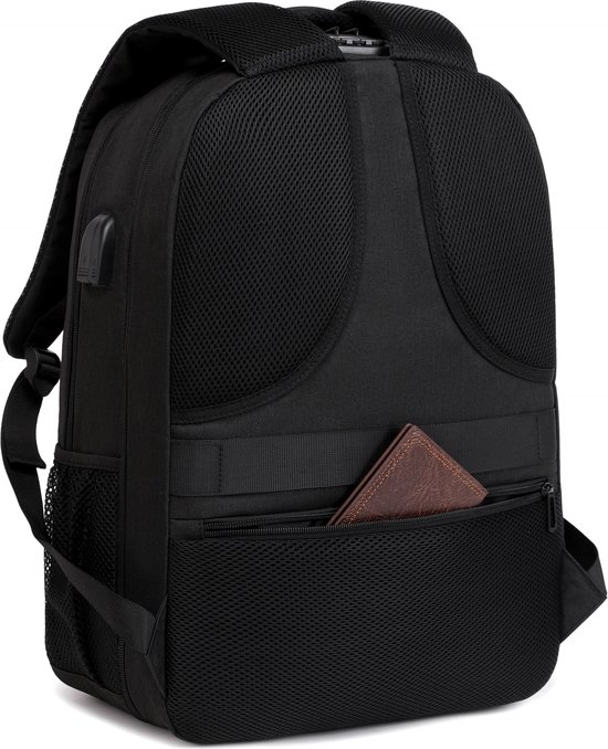 Sac à dos étanche antivol avec station de charge USB - Sac pour ordinateur portable jusqu'à 17 pouces - pour femme et homme - Zwart de Zedar