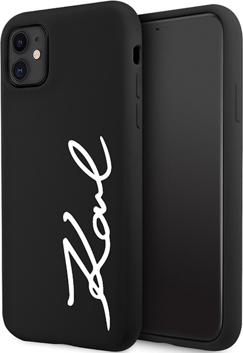 Karl - Lagerfeld - KLHCN61SKSVGK hoesje voor iPhone - 11 / Xr - zwart - Siliconen - handtekening