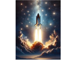 Poster 30x40 cm - Ruimtevaart - Raket - Space - Sterren - Posters - Wanddecoratie tienerkamer - Kamer decoratie voor tieners - Tiener jeugdkamer accessoires