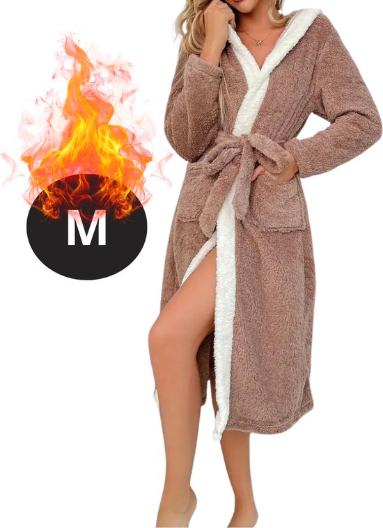jazzylab Badjas voor dames, 100% katoen (340 g/m²) met capuchon, extra lang, Oeko-Tex, wollige badjas, saunajas, ochtendjas, huisjas, wit, S