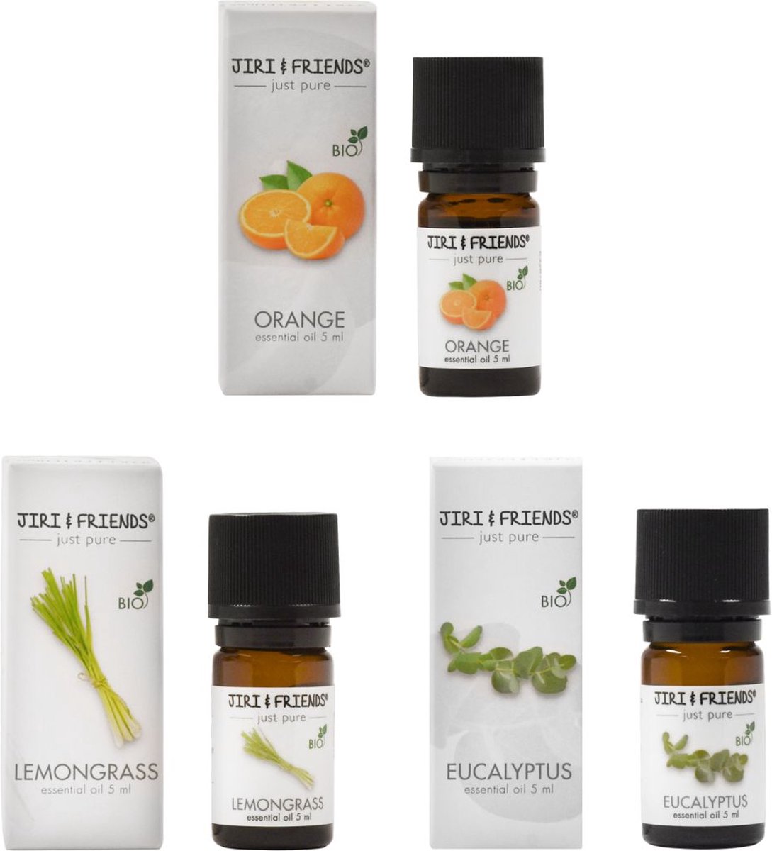 Goedkoopste Jiri & Friends Bio Etherische Olie Voordeelpak Lemongrass, Sinaasappel, Eucalyptus