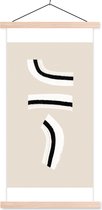Posterhanger incl. Poster 90x180 cm - Schoolplaat - Lijn - Pastel - Design - Textielposter - Blanke latten
