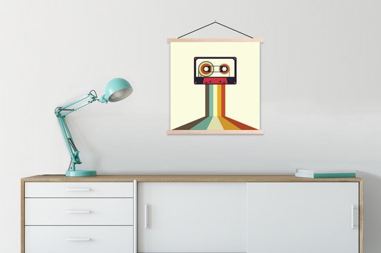 Affiche scolaire - Cassette - Vintage - Couleurs - Illustration - 60x60 cm - Lattes vierges