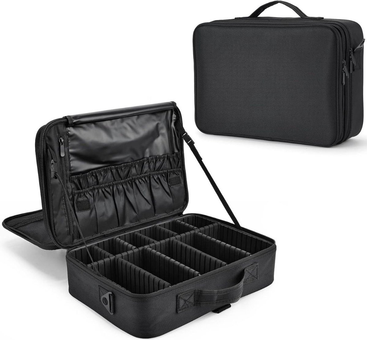 Goedkoopste Visagie Koffer - Cosmetica Koffer - Kapperskoffer - Make-up Koffer met Verstelbare Vakken – Pedicure en Nagelstyliste Beauty Koffer – Kapperstas – Waterdicht – Makkelijk Mee Te Nemen