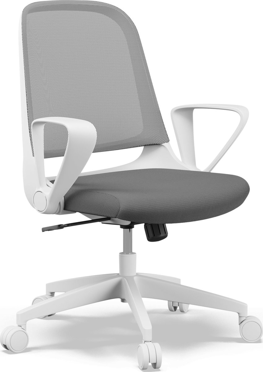 SENSE7 SOPTY - Ergonomische Bureaustoel - Belastbaar tot 120 kg - Verstelbare Lendensteun - Computerstoel - Directiestoel - Max. 180 cm - Wit en grijs
