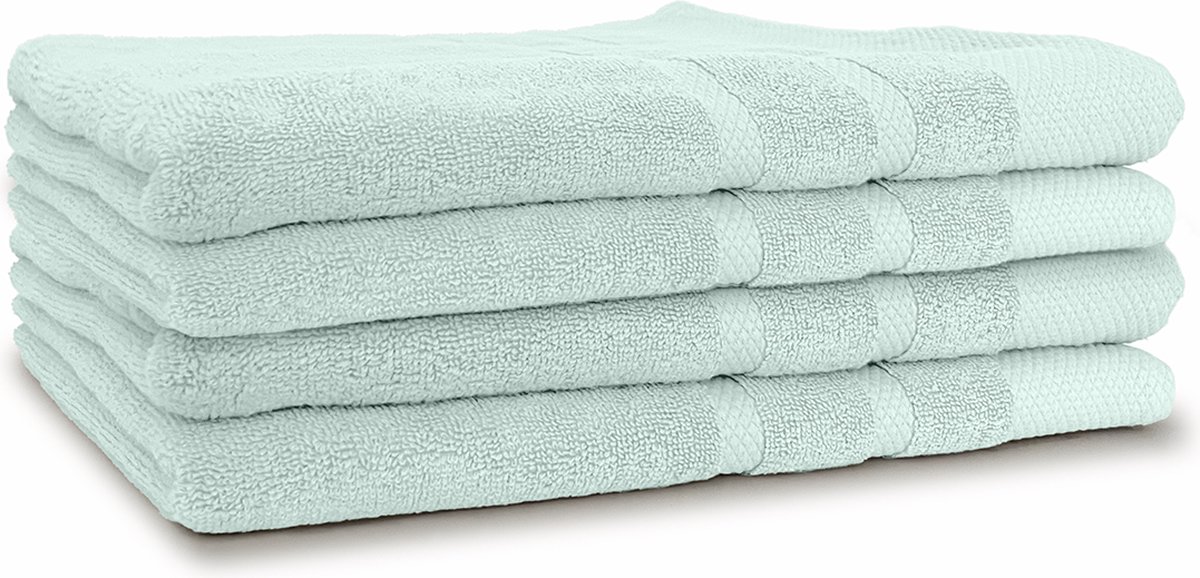 LINNICK Diamond Badstof Handdoeken Set - Set van 4 - Douchelaken 70x140cm - Badlakens - Handdoeken - 550 gr/m2 - 100% Katoen - Soft Green