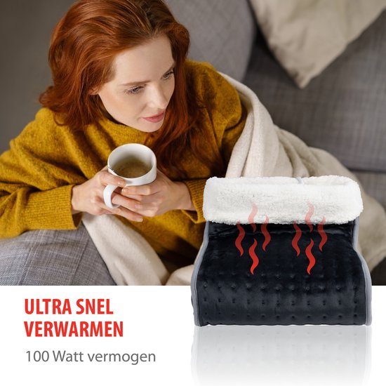 alpina Voetenwarmer – Elektrische Voetverwarmer met 3 Warmtestanden – Voetenwarmers Volwassenen – Pantoffel Voetverwarmer – Voor Voetverzorging – Voetenwarmer Electrisch – Voetwarmer - Grijs