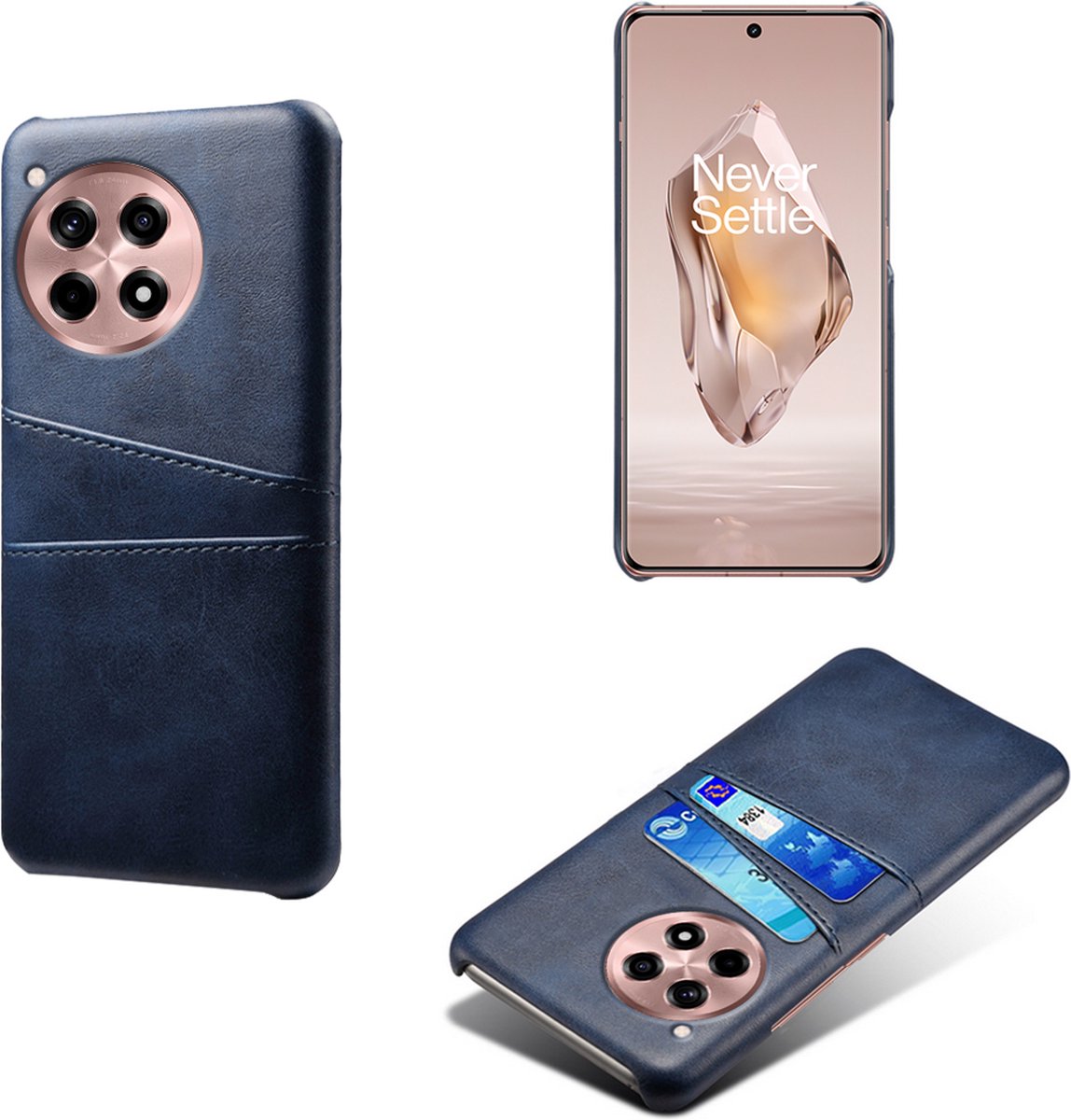 Backcover met Opbergvakjes + PMMA Screenprotector voor OnePlus 12R _ Blauw