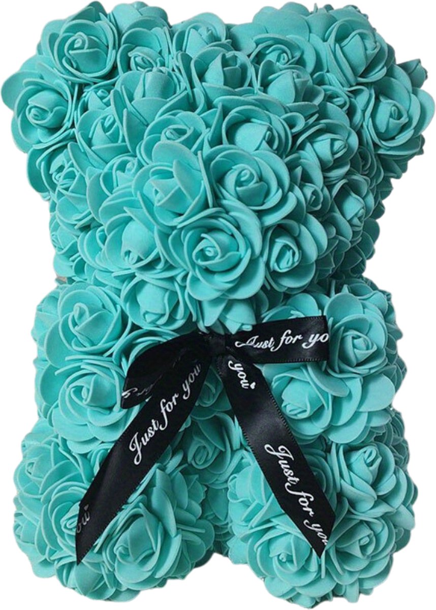 Bovista Rozen Beer - Rose Bear - Teddy - Rozen Beertje - Valentijn Cadeautje Voor Haar & Hem - Cadeautje Vrouw - Turqoise