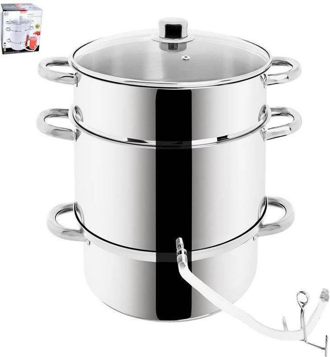 Stoomextractor Edelstaal 8 l - Stoompan - Sapcentrifuge - Slowjuicer