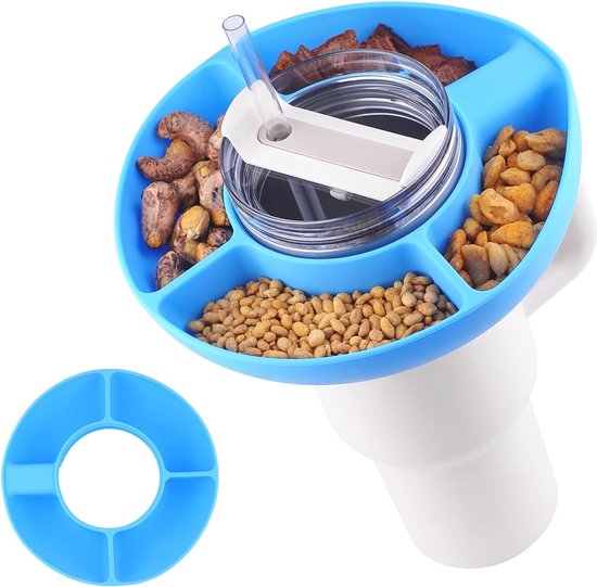 Ciotola Porta Snack Con 4 Scomparti Per Stanley Cup 1,18L – In Silicone Alimentare, Azzurro, Per Auto E Divano - 2