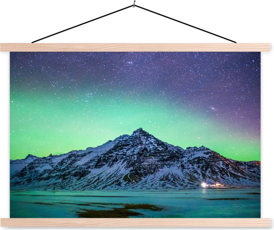 Porte-affiche avec affiche - Affiche scolaire - Berg - Aurores boréales - Suède - Neige - Vert - Hiver - 120x80 cm - Lattes transparentes