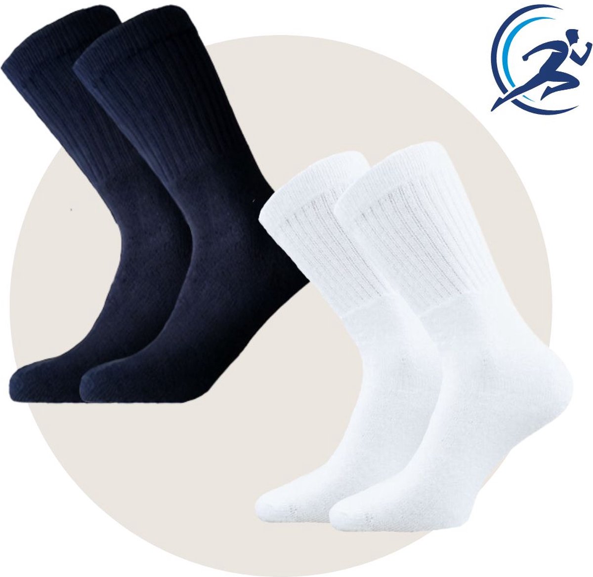 Sportsokken – 10 Paar – Zwart & Wit – Badstof – Katoen – Unisex – Maat 43-46