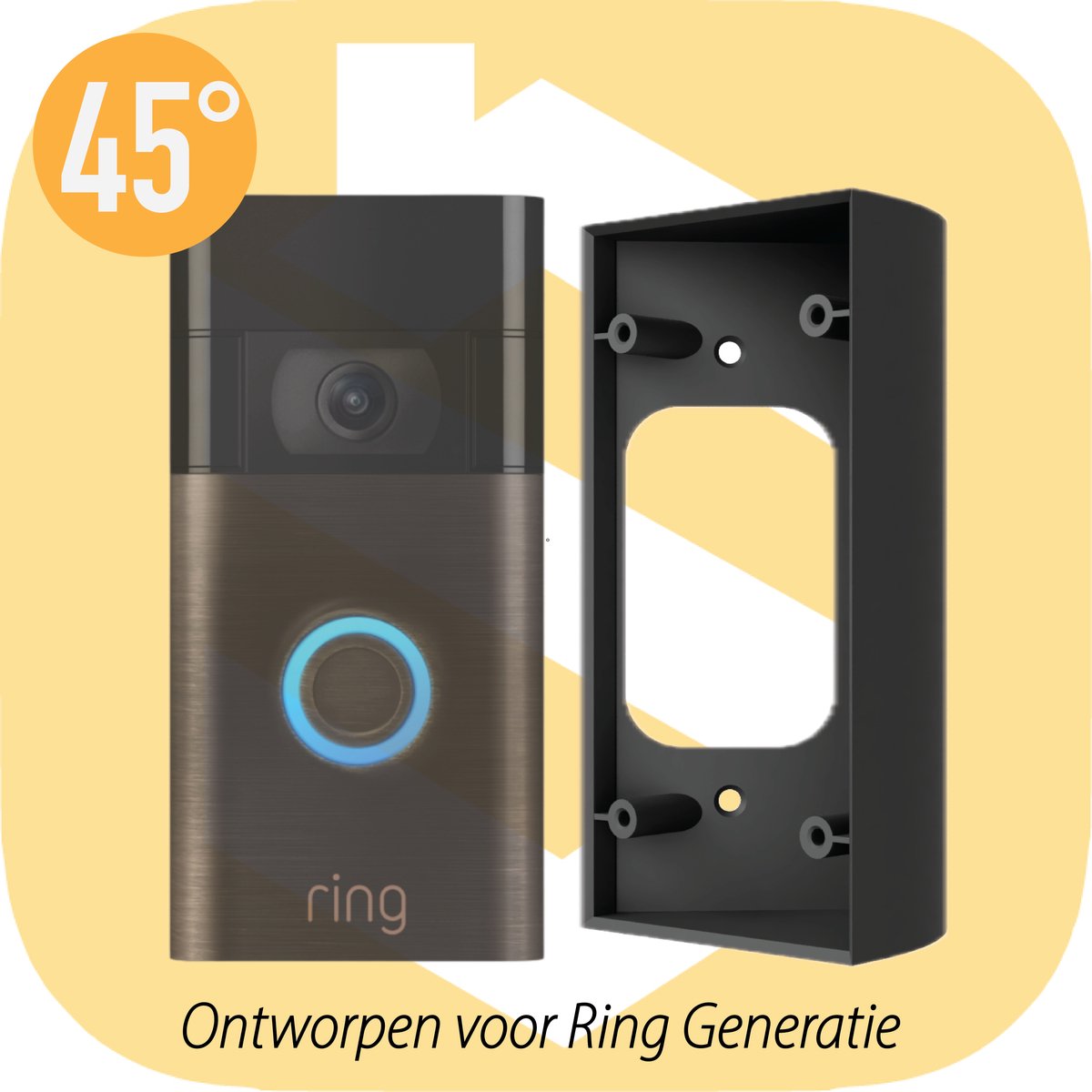 SmarThuis - Hoekbeugel geschikt voor Ring Video Deurbel generatie 1 2 - hoekbeugel van 40 graden - inclusief montage materiaal - sterk en milieubewust