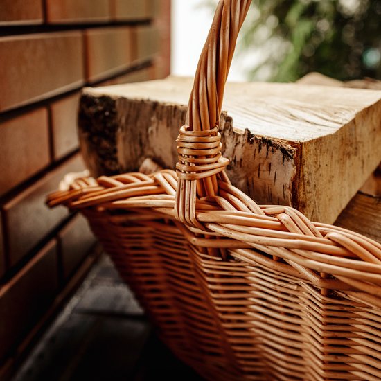 Creative Home Grote Rieten Mand met Handvat 45 x 26 x 41 cm ( /- 2 cm) Lichtgewicht | voor Picknick Planten Opberg Decoratie | Hand Geweven | Natuurlijk Bruin | Multi-Purpose Praktisch & Stevig