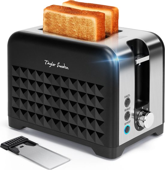 Taylor Swoden Crusty AX3 - Broodrooster - 7 Warmteniveaus - 930 Watt - Toaster - 2 sleuven - Zwart