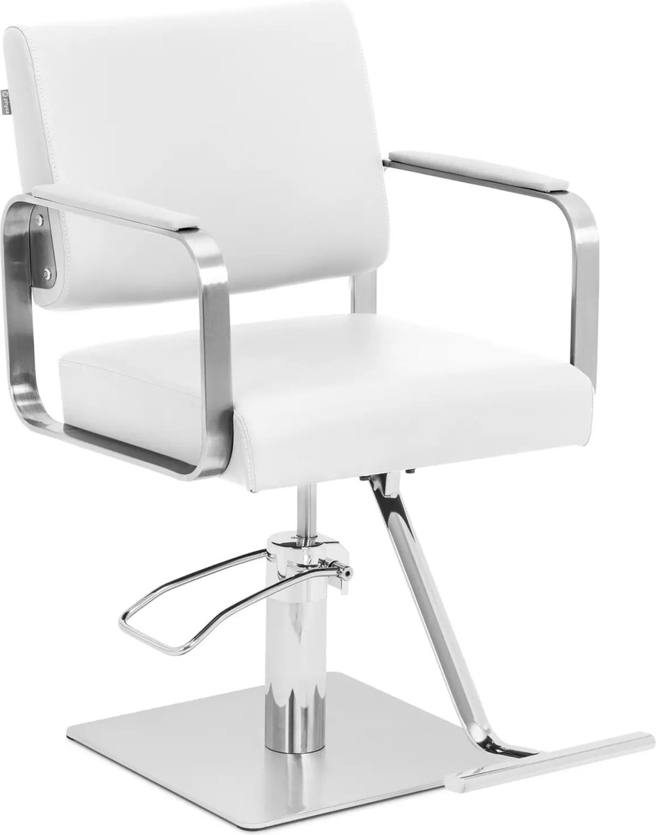 Goedkoopste physa - Kappersstoel met voetensteun - 50 - 66 cm - 200 kg - wit/zilver
