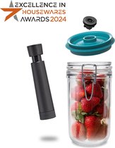 Airtender - Pot de conservation de 750 ml avec fermeture à sangle de Bormioli - Modèle haut - avec couvercle sous vide et pompe gratuite